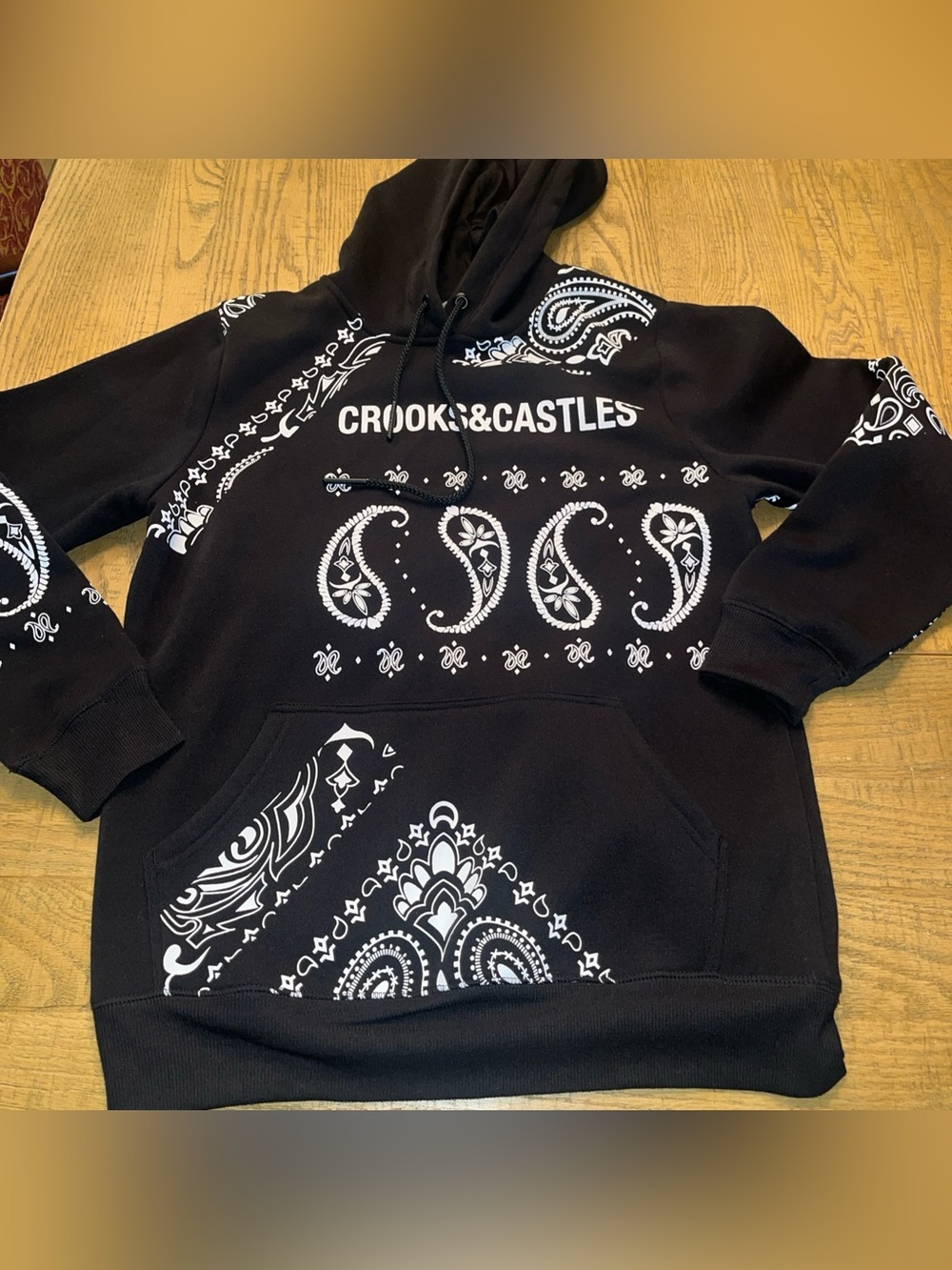 Crooks & Castles Hoodie Men’s Large Black & White Graphic Print Medium M